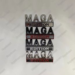 Edición 3D MAGA Aleación de metal Etiqueta engomada del coche Decoración Hacer que América vuelva a ser grande Emblemas Insignia Coches Tablero de hoja de metal