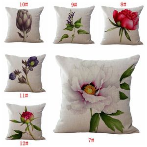 Effet 3D Rouge Rose Oreiller Housse de Coussin Belles Roses Floral Oreiller Couvre Maison Chambre Canapé Décoratif Coton Lin Taie d'oreiller BC BH3540