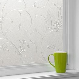 3D-reliëferij Frosted decoratieve vensterfilm.self-zelfklevende statisch vasthouden deur sticker glas film, ondoorzichtige home decor raam folie 210317