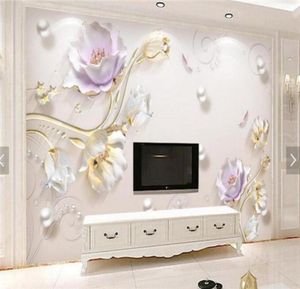 3D en relief Tulip Flower Po Wallpaper Mural pour le salon canapé TV Fond.