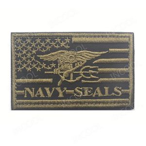 Patch de broderie 3D USA Drapeau américain Patch de moral de la marine américaine Emblème tactique Appliques Sceaux Badges HookLoop Patchs brodés