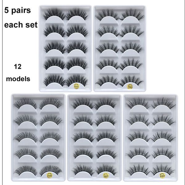 3D Eye Lashes épais faux cils 5 paires de faux cils maquillage des yeux vison faux cils doux naturel 12 modèles livraison gratuite