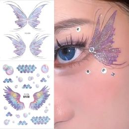 3d gezicht glitter vlinder tattoo stickers glanzende vleugels tijdelijke waterdichte body art decoratie 240408