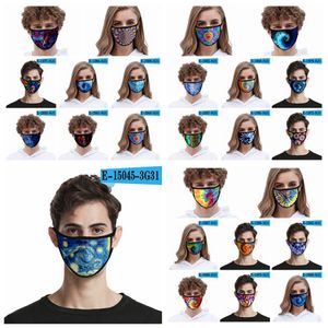 3D gezicht masker mannen vrouwen kind mond masker anti stof wasbare outdoor zon uv schaduw beschermend mode ontwerper tie-dye masker 32-styles rra3369