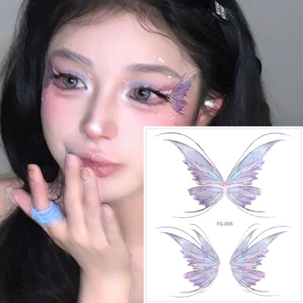 3D fée papillon ailes brillant tatouage autocollant étanche yeux visage main corps Art faux tatouages femmes maquillage Festival décoration