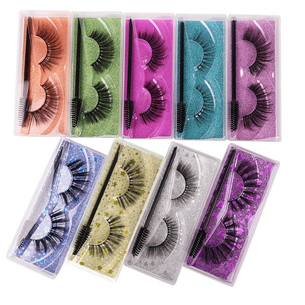 Faux cils 3D 1 paire de cils en coton plastique v-line 15 modèles avec brosse à sourcils livraison gratuite 10