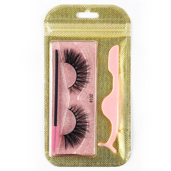 3D faux cils cils brosse pince à épiler combinaison ensemble naturel épais faux cils