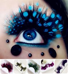 3D faux cils plumes faux cils naturels bande cils Extensions de cils colorées pour la fête 6 couleurs 4670514