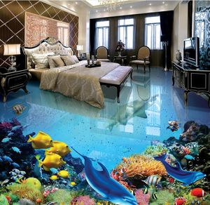 3D Floor Murals Wallpaper The underwater world Living Room Bedroom Floor Mural Waterproof Wall Paper Home Decor