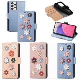 3D Flower Leather Wallet Cases voor Samsung Note 20 Ultra S21 Fe plus A82 5G A22 4G M02 A32 M21S M12 A72 A52 A42 A42 A12 Credit ID Card Slot Holder Flip Cover Fashion Book Pouch