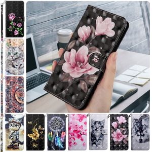 3D bloem lederen portemonnee hoesjes voor Xiaomi 13T Pro 13 Pro Mi13 Lite Redmi Note 12 4G DreamCatcher cartoon dier Rose Sakura vlinder schattige kat kaartsleuf flip cover etui