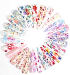 3D Flower Nail Art Stickers Sliders Water Transfer Full Wraps Nails Tips Autocollant Manucure Decoration Decals 50pcSset6960115