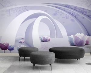 3D bloem behang 3d moderne behang 3d driedimensionale ruimte mooie lotus tv achtergrond wanddecoratie muurschildering behang