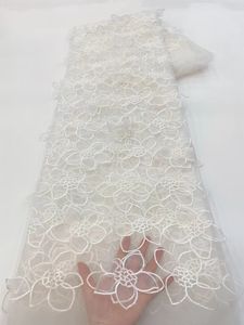 3D Flowers Nieuwste Afrikaanse kantstijlen Franse feestjes Lace Fabrics 5 yards Tule Nigeriaanse kanten stoffen voor Bridal XZ57981