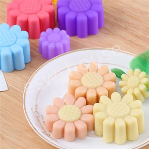 Molde de gelatina en forma de flores 3D, molde de silicona para Mousse de girasol, pastel, pudín, Fondant, moldes de chocolate, herramientas de cocina