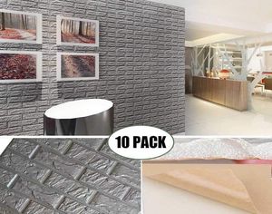 3D schuimwandpanelen grijze kleur peel en stok baksteen behang self -adhesive verwijderbaar voor tv -muren achtergrond muur decor5201263