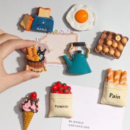 3D Food Model Koelkastmageten Cartoon broodtas koelkast magnetische sticker geschenken PO -berichthouder keuken koelkast sticker 240420