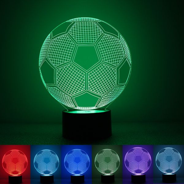 Lámpara de ilusión de fútbol 3D Luz nocturna 7 colores cambiable corazón amor forma multi diseño DC 5V USB