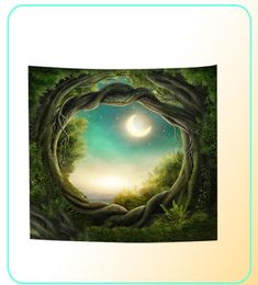 Tapiz de bosque 3D Nature Tree Art Hole Rge Carpeta Pared colgante colgar colchón bohemio alfombra bnket camping carpa mantel muro C202J2983476