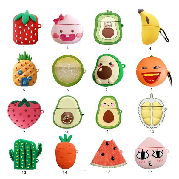 3D Fruit avocat fraise carotte cactus casque écouteur étui souple pour Apple airpods 1 2 3 Pro Pro 2 airpod casque sans fil