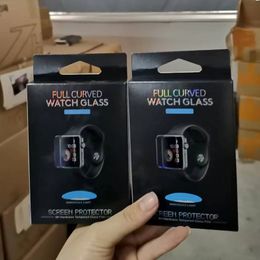 Vidrio templado de pegamento UV líquido para protección de cuerpo completo 3D para Apple Watch Series 1234567 38mm 40mm 41mm 42mm 44mm 45mm con luz UV