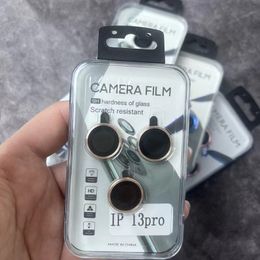 Protecteur de caméra à couverture complète 3D pour iPhone 15 14 13 12 11 Pro Max Mini lignes de CD en métal lentille couvercle en verre trempé capuchon de protection avec emballage de vente au détail