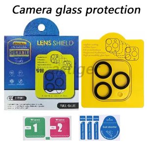 Protecteur d'objectif transparent 3D Full Cover HD pour iPhone 15 14 13 12 11 Mini Pro Max 14Plus Film de protection pour appareil photo avec verre trempé Flash Circle avec boîte de vente au détail