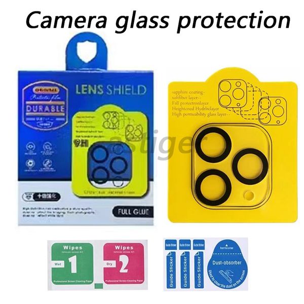 Protecteur d'objectif transparent 3D Full Cover HD pour iPhone 15 14 13 12 11 Mini Pro Max 14Plus 9H Film de protection pour appareil photo avec verre trempé Flash Circle avec boîte de vente au détail