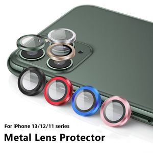 Protection 3D de l'objectif de la couverture complète pour iPhone13 12 11 Pro Max Protecteur de caméra Temperred Glass Metal Ring Cover Protective Cap