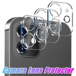 Protectores de pantalla de cobertura completa 3D Clear Transparent Camera Glass Tempered Glass With Flash Circle Protector para iPhone 15 Pro Max 14 13 12 Mini 11 Factory Al por mayor