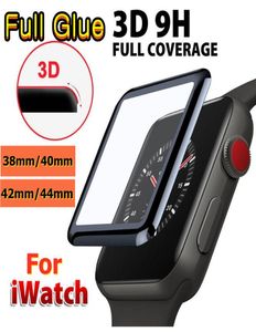 Protector de pantalla de vidrio templado de pegamento completo 3D para Apple Watch 456 Burbuja de cubierta completa 40 mm 42 mm 38 mm 44 mm Película para iWatch Seri6276040