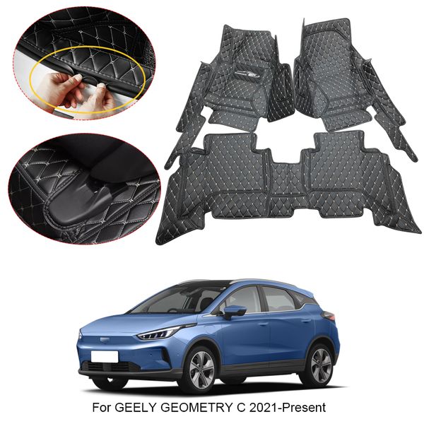 Alfombrilla envolvente 3D para suelo de coche para GEELY GEOMETRY C 2021-2025, almohadillas protectoras para pies, alfombra de cuero PU, accesorio impermeable para coche