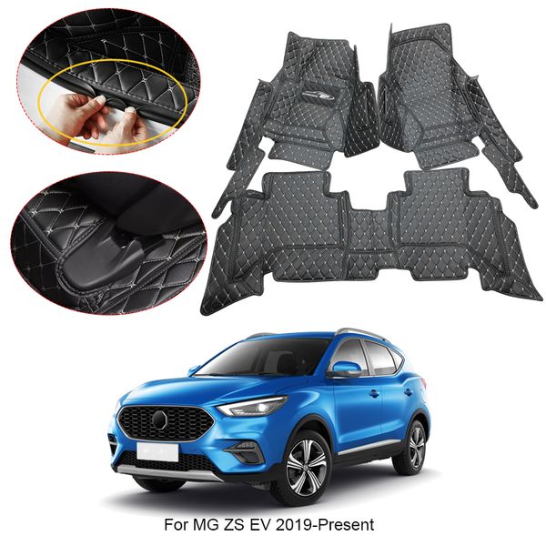 Alfombrilla envolvente completa 3D para coche para MG ZS EV 2019-2025, almohadillas protectoras para pies, alfombra de cuero PU, accesorios impermeables para automóviles