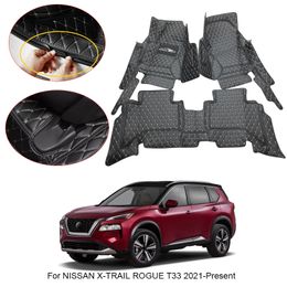 3D Full Surround Car Floor Mat voor Nissan X-Trail Rogue T33 2021-2025 LINER VOETBAD TAPT PU LEDERDE VERDERENDE COVER AUTO