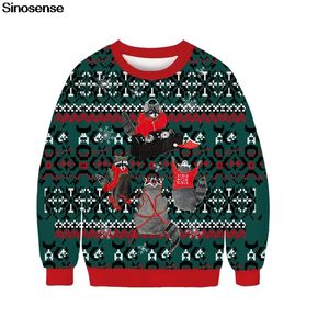 3d grappig lelijke kersttrui mannen vrouwen gedrukt herfst winter lange mouw crew nek xmas sweatshirt pullover xmas jumpers
