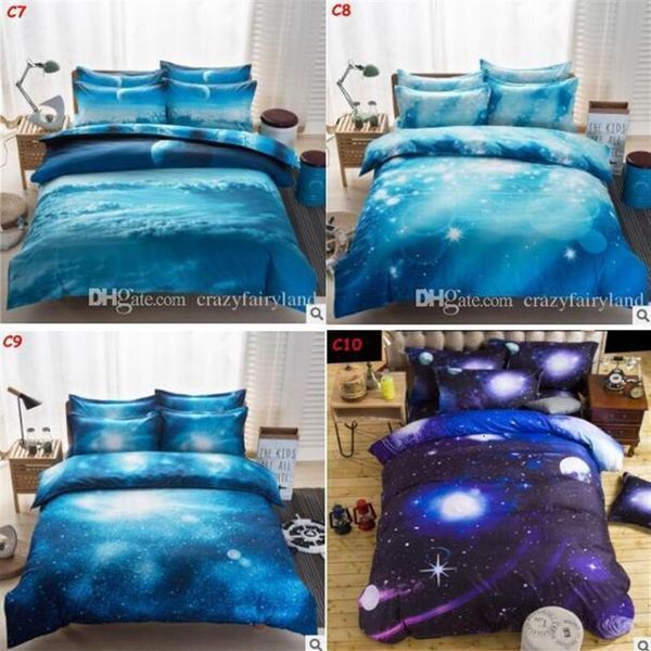 3d Galaxy ensembles de literie double reine 3pcs 4pcs housse de couette taie d'oreiller ensemble univers espace extra-atmosphérique thème linge de lit noël Gif346D