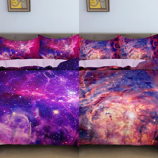 3d Galaxy housse de couette ensemble simple Double Twin Queen 2/3 pièces ensembles de literie univers espace extérieur thème linge de lit C0223