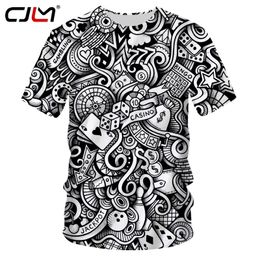 T-shirt col rond pour homme, noir et blanc, unisexe, avec jeu de Poker en 3D, recommandé, 220623