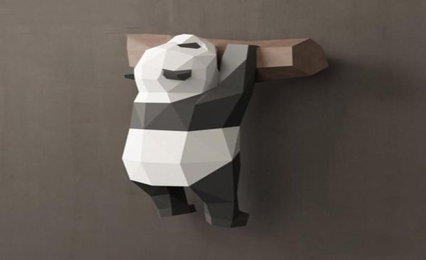 Adornos de panda geométricos 3D Decoración de pared Creative Lindo Funny Funny National Treasure Model hecho a mano Diy Creative Home Cartoon2208151