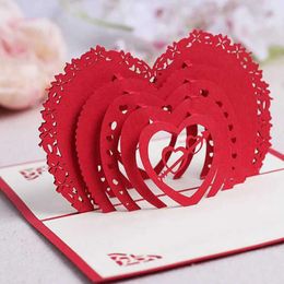 Gift 3D Valentin Day Heart Grecting Post Card Matching Enveloppe Laser Cut Handmade Birthday Post Card