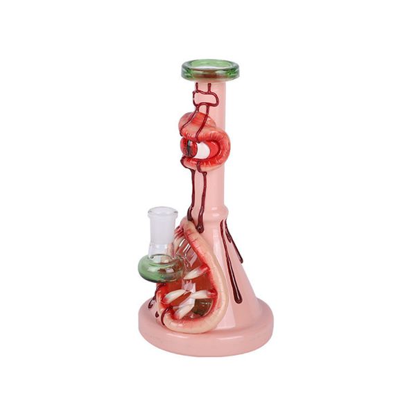 Bong de vidrio 3D Hookahs forma de ojo de sangre 10 pulgadas tubería de agua de silicona de vidrio plataforma de dab de aceite de narguile creativo