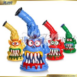 Verre Bong Monster Monster Peinture à main Pipe de pipe à eau Percolateur de douche Percolateur Bongs pour fumer 8,7 pouces