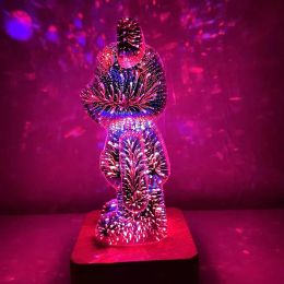 Fireworks en verre 3D Petit ours Net Night Light Little Bear Home Bedroom Salon Decorative Atmosphère Light Table Decora