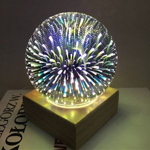 3D Glass Lamp Magic Night Light Creative USB In-Line slaapkamer Bedroom Lamp LED Home Sfeer Gift Lamp 2786