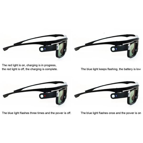 Lunettes 3D Obturateur actif Eyewear rechargeable pour DLPLink Optama Acer Sharp Projecteurs Movie 240424