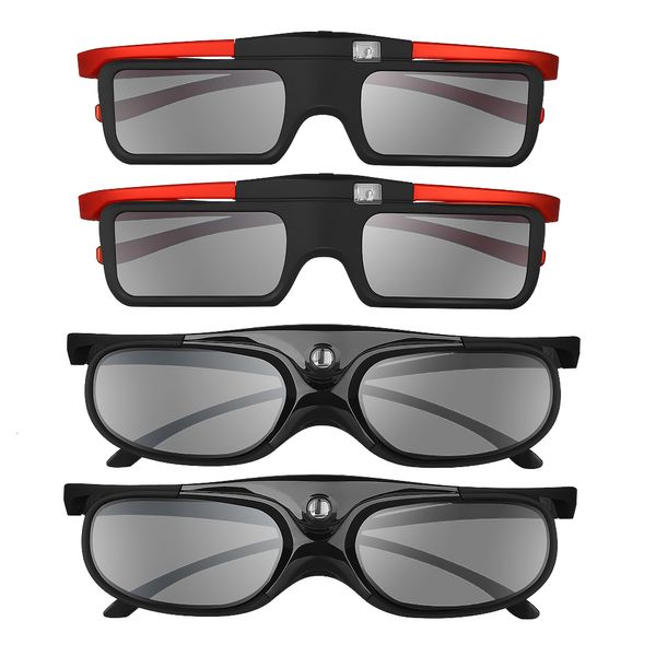 Lunettes 3D BOBLOV 4 pièces/ensemble 3D 96Hz/144Hz obturateur lunettes 3D pour projecteur DLP Rechargeable Home cinéma costume pour BenQ Dell Acer Optama Sony 230726
