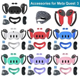 Lunettes 3D Silicone housse de protection coque pour Meta Quest 3 VR casque tête visage coussinet poignée poignée bouton capuchon accessoires 231030