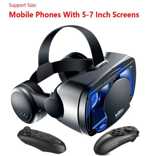 Gafas 3D VR Auriculares inteligentes Casco de realidad virtual Smartphone Visión de pantalla completa Lente gran angular con controlador 7 pulgadas 2211018367780