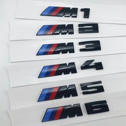 3D Noir Brillant M1 M2 M3 M4 M5 X3m Chrome Emblème Car Styling Fender Tronc Badge Logo Autocollant pour BMW E46 E90 Voiture Accessoires226f