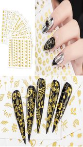 3D Gold Nail Art Fleurs autocollants géométriques Sticker Sticker Decs Holographic Nails Manucure Décorations 6471611